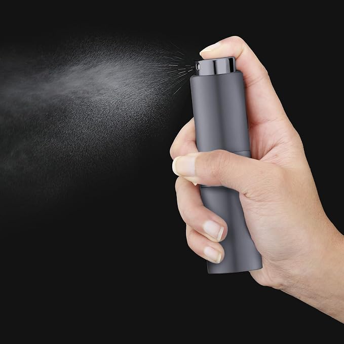 Travel Perfume Bottle Refillable 20ml, Cologne Spray Atomizer Large, Grey | Empty spray for fragrance, leak proof, mini size, twist up, portable, refill small decanter, for men & women, TSA friendly