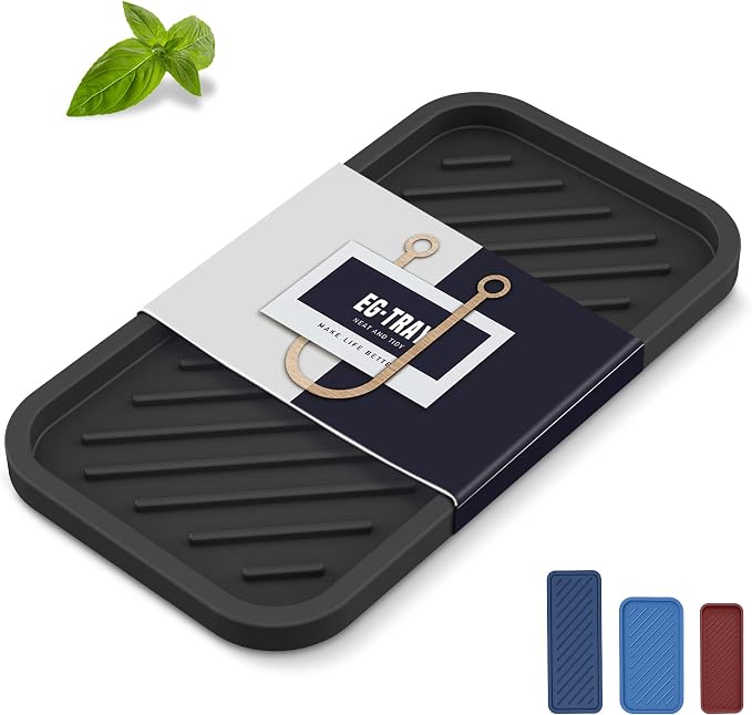 Silicone Sponge Holder-Large Thick Durable 10" Sink Organizer Tray-Kitchen | Thick Durable Sponge Caddy, Large Sink Tray, Dish Soap & Scouring Pad Holder, Countertop Drip Tray, Easy Clean, Rust-Proof