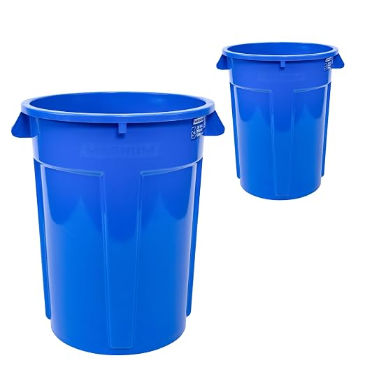 Magnum 55 Gallon Trash Can, High-Vis Blue, Construction Grade, Heavy Duty Plastic, Jobsite Ready for Holding Garbage and Recycling CMTC-C000-55B02 (2 Pack)