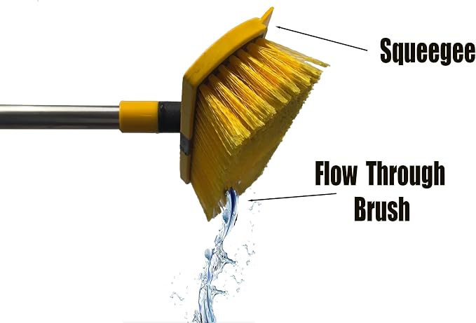 2-in-1 Scrub Brush with Hose Hookup & Squeegee – Deep Cleaning Made Easy