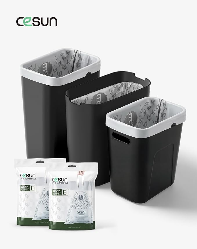 Cesun Code E Drawstring Trash Bags 90 Count, 5 Gallon / 25 Liter | Small Trash Can Liners, Specifically Designed for Cesun 5 Gal Small Trash Cans, Extra-thick & Leak Proof
