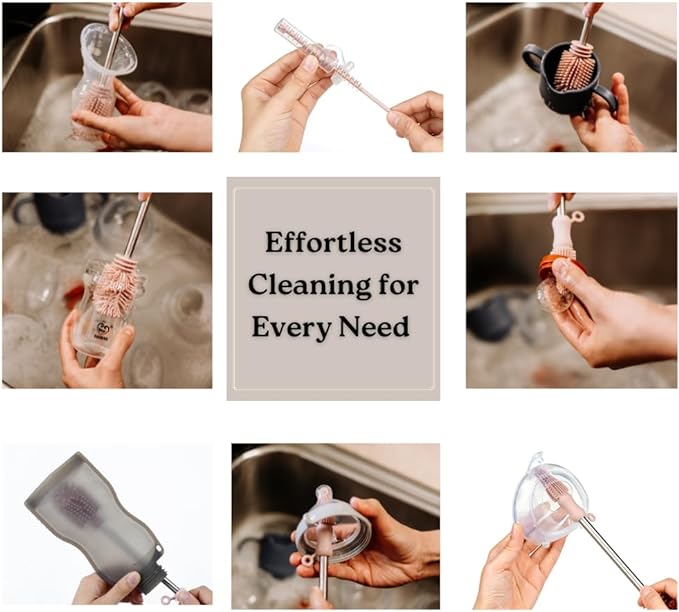 Haakaa Food-Grade Silicone Double-Ended Cleaning Brush (Brush-Mist Blue) | Household Cleaning Brushes Food-Grade Silicone Dishwasher Safe