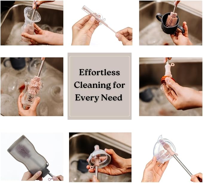 Haakaa Food-Grade Silicone Double-Ended Cleaning Brush (Brush-Lime) | Household Cleaning Brushes Food-Grade Silicone Dishwasher Safe