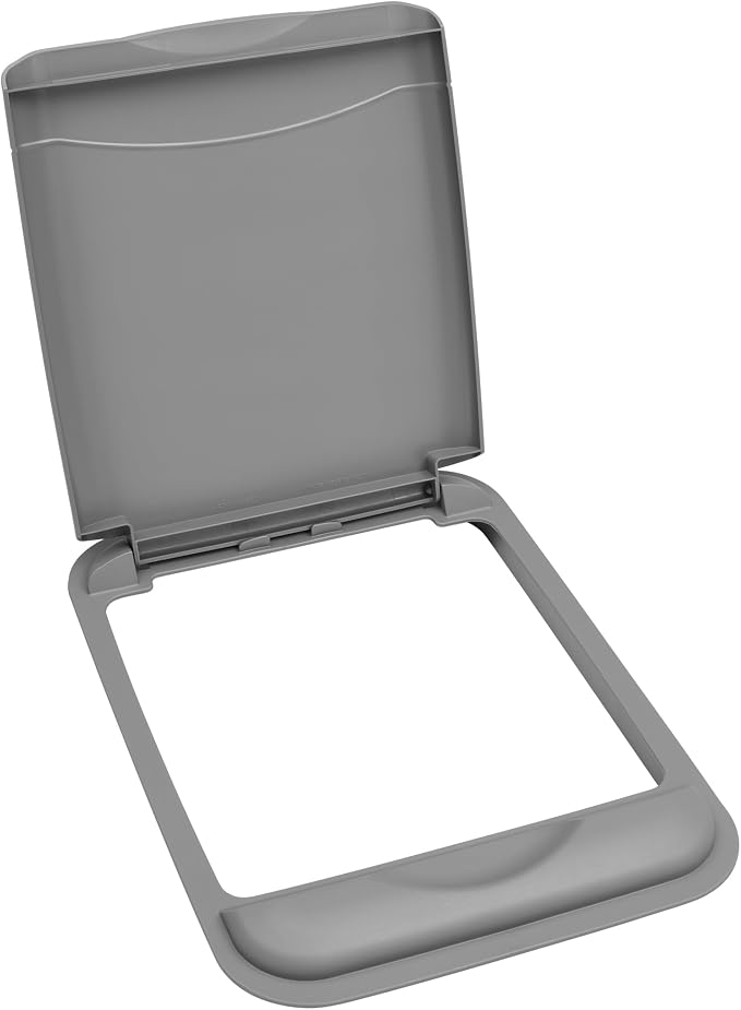 Rev-A-Shelf 50 Qt Under Sink Garbage Can Lid for Base Kitchen and Bathroom Cabinet, Replacement Plastic Trash Bin Lid Only, Silver, RV-50-LID-17-1