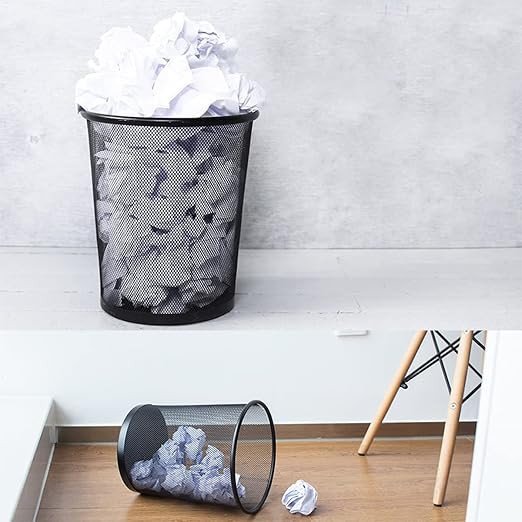 20 Pack Black Mesh Trash Cans, 6 Gal Mesh Office Trash Can, Round Open Metal Wire Wastebaskets, Waste Basket Trash Can for Near Desk,Recycling Garbage Container Bin for Office,Home,School