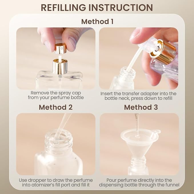 Perfume Atomizer, Refillable Spray Perfume Bottles 2pcs 0.3oz/10ml | Real Wood Lid, Classic Looking, Leak-Proof, Compact Size, Solid Bottle, Daily Touch-Up Spraying