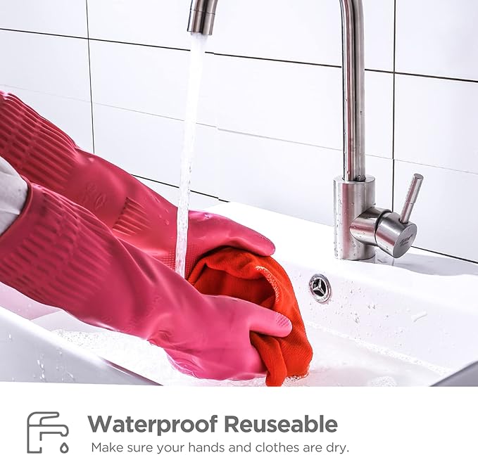 Dishwashing gloves 2 Pairs for kitchen,Rubber cleaning gloves,Long dish gloves reuseable.