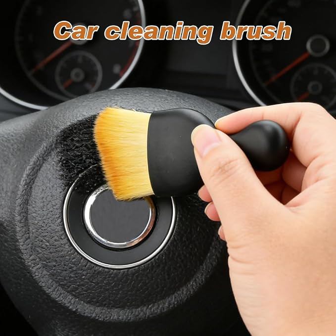 6Pcs Car Detailing Brush Set for Cleaning Interior or Exterior, Car Interior Detailing Brush for Air Vents, Wheels and ect, Universal C-ar Dust Bru-sh for Most Vehicles(Color:Black)