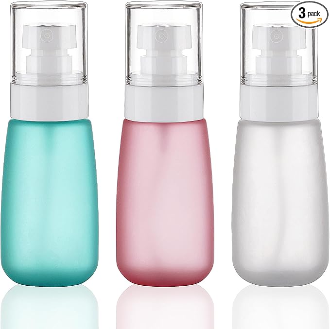 Fine Mist Travel Spray Bottles, 3-Pack，2.5oz/75ml | Twist Caps, Seal Rings, Textured Grip, Refillable, TSA-Compliant