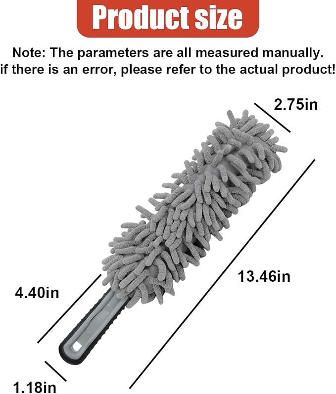 Car Interior Duster, No Scratch Microfiber Cleaning Brush with Comfortable Handle, Universal Auto Detailing Cleaning Supplies for Vehicle Home Office (Gray)