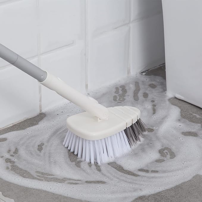 45.28 Inch Shower Scrubber, Tub Tile Cleaning Brush, Bath Cleaner Scrubber Brush with Adjustable Long Handle Scrub Brush for Bathroom Shower Bathtub Wall Mop Cleaning Scrubbing
