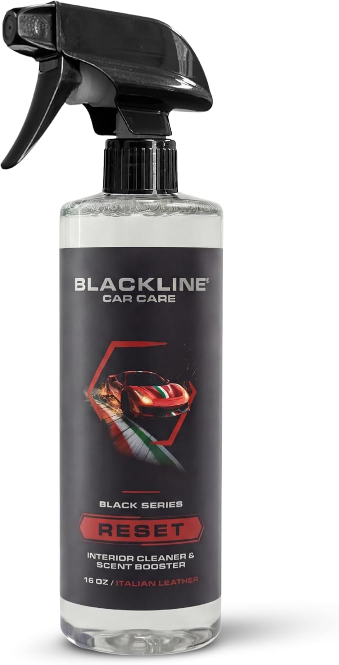 Blackline Reset Interior Car Cleaner & Deodorizer Spray - Italian Leather | pH-neutral high-foam formula deep-cleans & deodorizes leather, vinyl, carpet & plastic. Long-lasting scent, zero residue