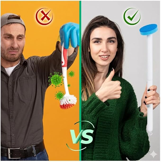 CiLoN Disposable Toilet Brush, Toilet Wand Cleaning System, Bowl Scrubber | Flip-Top Hands-Free Wall-Mounted Toilet Bowl Brush & Holder with Disposable Cleaning-Fluid Scrubbing Pads for Hygienic Use
