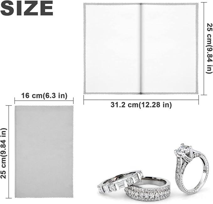 SEVENWELL Silver Polishing Cloth, 4PCS Large Jewelry Cleaning Cloths | Dual-Layer Cleaning, 10" × 12" Large Size, Reusable, Helps Remove Tarnish, Restores Shine, Jewelry Care