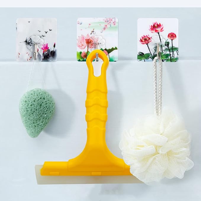 CCyanzi Silicone Blade Small Squeegee, Shower Glass Squeegee, Window Tint, for Window, Bathroom Mirrors, Shower Door and Car Windshield, 5.5x5.5inch, Yellow