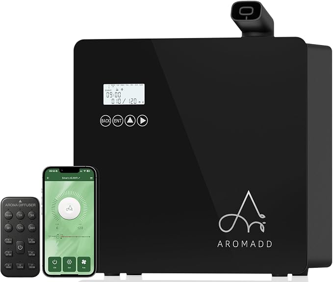 2026 Upgraded 3500 Sq.Ft HVAC Scent Diffuser for Home | Smart Whole House Waterless Diffuser with App & Remote Control, Hotel Collection Diffuser, Cold Air Tech, 600mL, Black