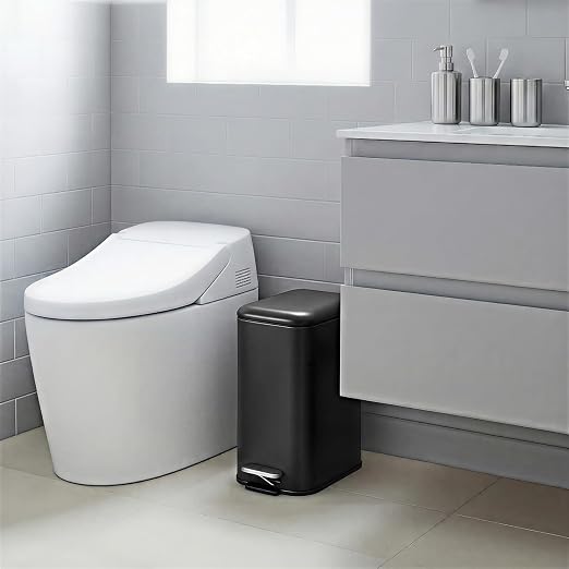3.2 Gallon/12L Stainless Steel Step Trash Can, Soft Close Pedal Garbage Bin with Detachable Inner Bucket,Fingerprint Resistant,Dual-Use Waste & Recycling Container for Home Kitchen, Bathroom and Offic
