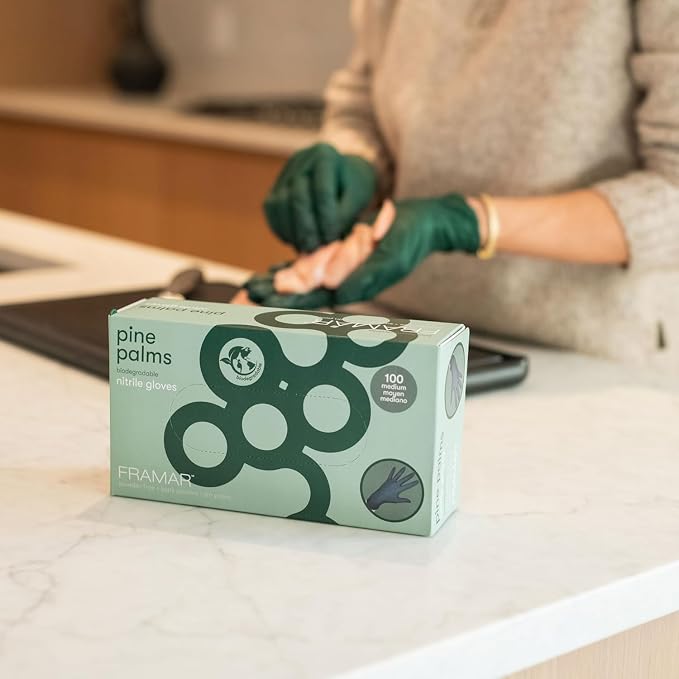 FRAMAR Green Gloves Disposable Latex Free, Heavy Duty Nitrile Gloves Medium | Disposable For Hair Dye, Cooking Glove Medium Nitrile Tattoo Glove, Guantes Desechables, Biodegradable, 100