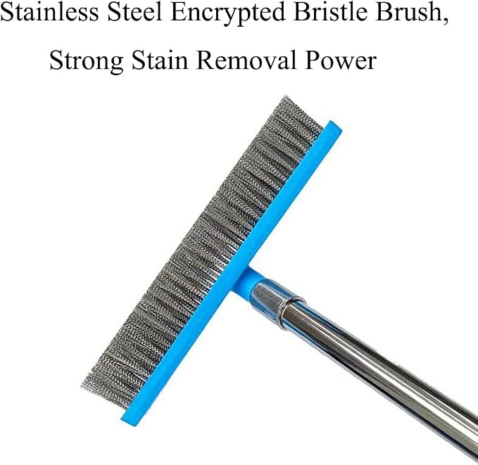 Stainless Steel Deck Brushe Heavy Duty Bristle Broom Floor Scrubber for Cleaning Moss, Garage, Patio, Garden, Outdoor(L)