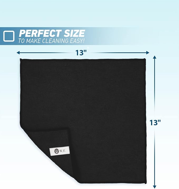 Microfiber Cleaning Cloth-50Pcs (13x13 inch) Ultra Soft Highly Absorbent Rags for Cleaning, Reusable and Lint Free Towels for Housekeeping-Machine Wash (Black)
