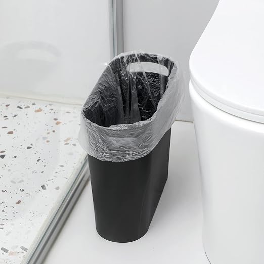 rejomiik Small Trash Can, Slim Garbage Can Plastic Waste Basket with Handles 3.5 Gallon Container Bin for Narrow Spaces Bathroom, Bedroom, Kitchen, Office at Home, 2 Pack Black | Plastic Waste Basket with Handles for Bathroom, Bedroom, Dorm, Kitchen, O...