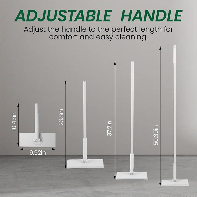 Flat Wet Dry Floor Mop with 10 Disposable Mop Pads, 360° Rotating | Includes 1 Sweeper Handle, 10 Disposable Power Mop Pads, Dry & Wet Use for Hardwood, Tile, and Laminate Floor