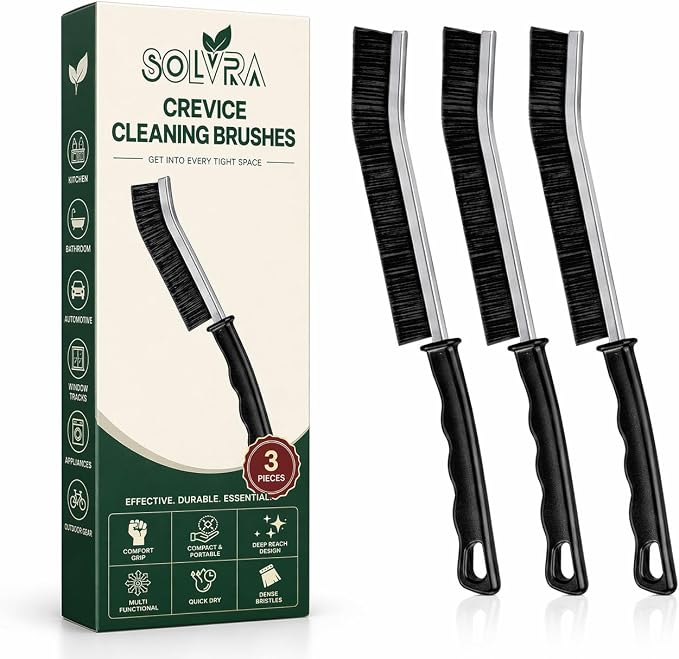 Crevice Cleaning Brush Set – 3Pcs Hard Bristle Cleaning Tools for Grout, Tile Floors, Gaps & Narrow Spaces – Small Grout Scrub Brush for Cleaning Bathroom, Shower, Window Tracks, Kitchen | Grout Scrub Brush for Tile Floors, Bathroom, Shower, Window Tra...