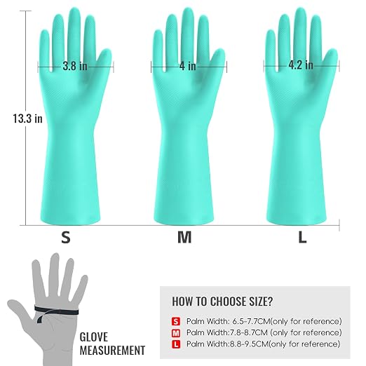 KAQ Rubber Cleaning Gloves for Dishwashing: 4 Pairs Colorful Reusable Kitchen Gloves for Household Washing Dishes - Non-Slip and Flexible for Women - Small
