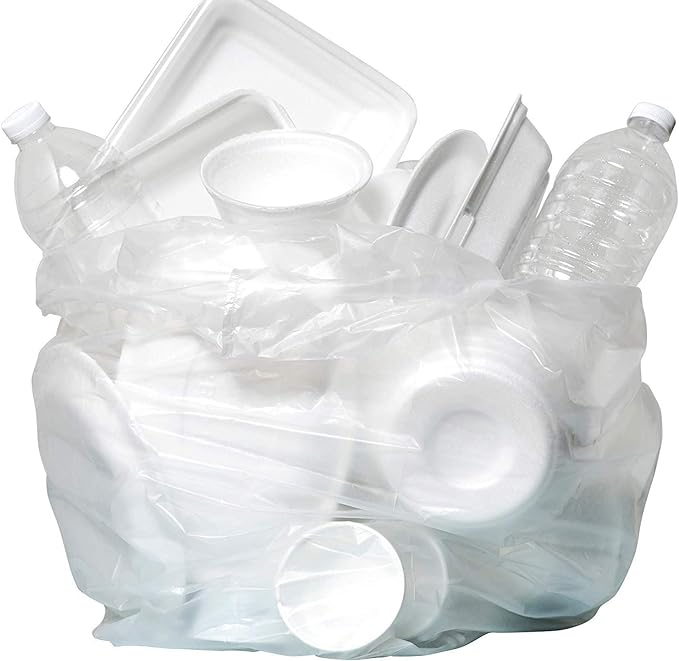 Aluf Plastics 12 Gal Clear Trash Bags, 8 Micron (EQ.), 24" x 27" (1000 Pk)