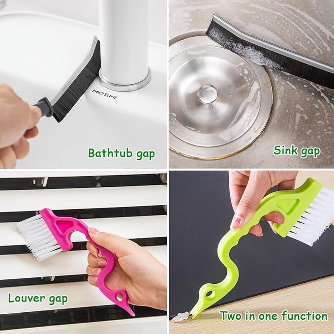 12Pcs Small Crevice Gap Cleaning Brushes, Groove Detail Brush Cleaner Tools | Ideal for door window tracks, grooves, corners, bathroom, kitchen, faucets, sinks and keyboards deep crevice cleaning