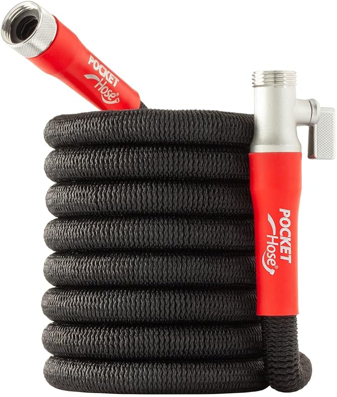 Pocket Hose 50 FT Silver Bullet 2.0 Hose, Turbo Shot Nozzle, Kink-Free | Expandable Water Hose with Turbo Shot Nozzle, Flexible Garden Hose, Kink-Free, Leak-Proof & Lightweight
