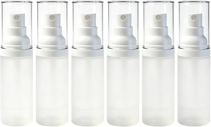 6PCS 30ml/1oz Empty Fine Mist Spray Bottles Frosted Clear Airless Cosmetic Pump Spray Bottles Refillable Travel Makeup Toner Container Dispenser Storage Vials for Travel and Outdoor
