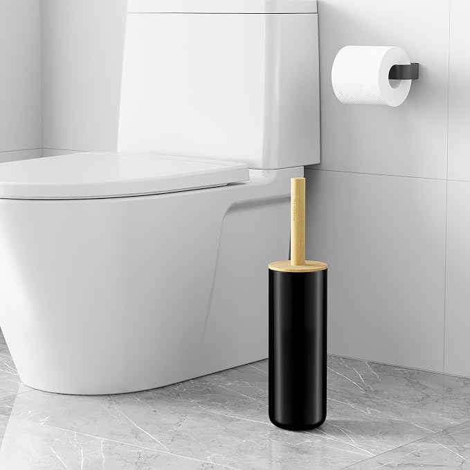 SUBEKYU Toilet Brush, Toilet Bowl Brush and Holder Set, Bathroom Toilet Bowl Cleaner for Deep Cleaning, Black