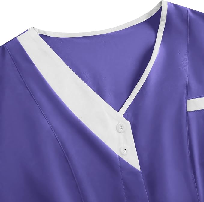 2026 Scrub for Cleaning Jobs Uniform, Multi Pockets Scrubs for Women Sets, V-Neck Top & Straight Leg Pants Scrubs Set