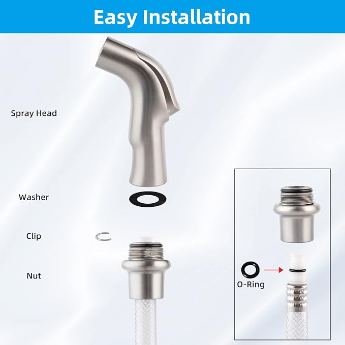 Universal Sink Sprayer Attachment for Faucet, Brushed Nickel | NSF/ANSI/CAN 372 Certified, Kitchen Side Sprayer Head Compatible with Delta, Moen, Kohler and Other OEM Brands Spray Head