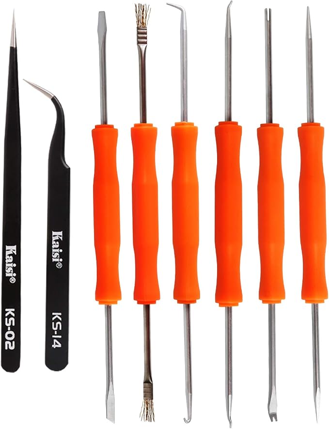 Kaisiking 6 Pcs Double Sided Soldering Assist Aid Repair Tool | with 2 Precision Tweezers for Electronics Repair and Soldering