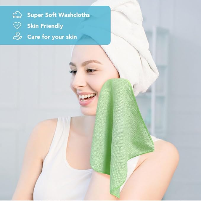 Orighty Washcloths Bulk, 200 Pack Microfiber Face Towels, 12x12 Inch | Highly Absorbent & Soft Feel, Multi-Purpose Wash Cloths & Hand Towels for Bathroom, Hotel, Spa, and Gym