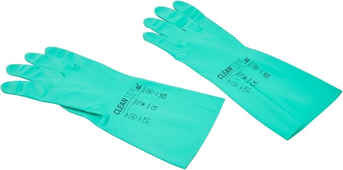 Restaurantware-Clean Tek Professional 15 Mil XXL Cleaning Gloves, 1 Pair Of Long Cuff Gloves - Flock Lining, No-Powder, Green Nitrile Chemical Tolerant Gloves, No-Latex, Heavy-Duty Tasks