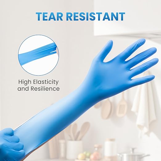 Borje Nitrile Exam Gloves Medium, 100 Count Disposable Gloves, Blue | Latex-Free Powder-Free, Food Safe, Cooking, Cleaning