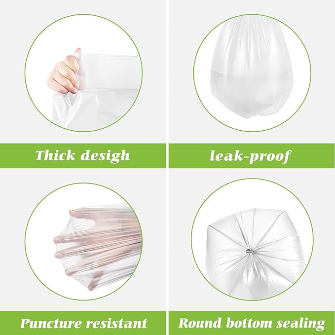 Teivio Small Clear Trash Bags 3 Gallon 330 Count Bathroom Garbage Bags | Fit 10-12 Liters,2.5,2.6,2.8Gal,Mini Plastic Waste Basket Bins Can Liners for Home Bathroom Office Car dog poop bags
