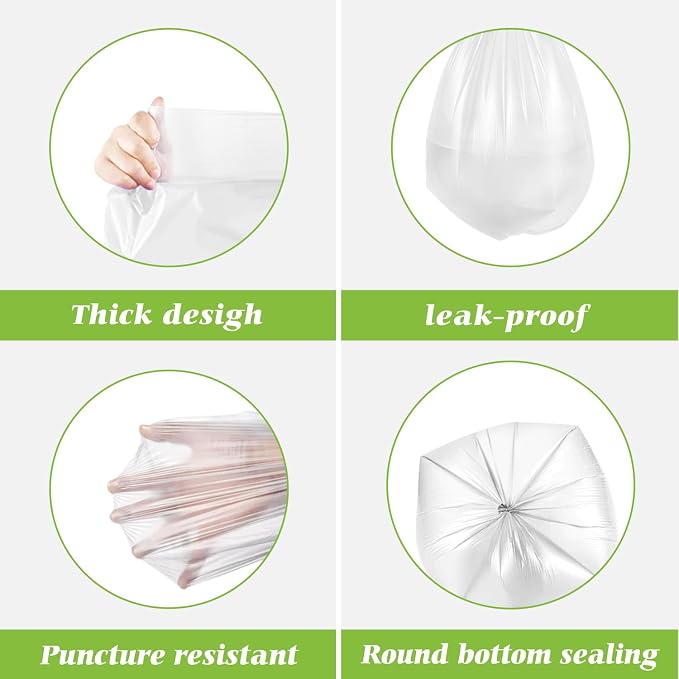 3 Gallon 300 Counts Small Trash Bags 3 Gallon 3.1 Gallon 3.2 Gallon fit 10 liter Garbage Bags by Teivio, Waste Basket Bags,Bathroom Trash Can Bin Liners, Plastic Bags for home office kitchen, Clear | Fit 10-12 Liters,2.5,2.6,2.8Gal,Mini Plastic Waste B...
