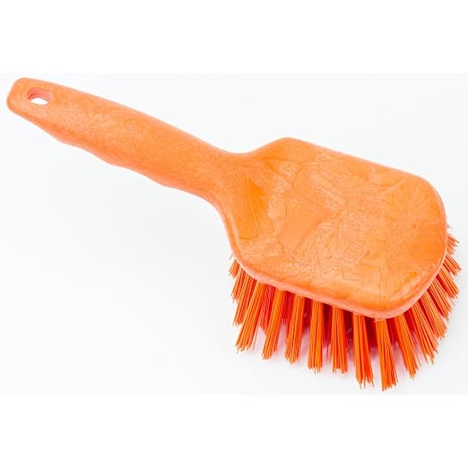 SPARTA 40541EC24 Plastic Scrub Brush, Utility Brush, Kitchen Brush with Hanging Hole for Cleaning, 8 Inches, Orange, (Pack of 6)