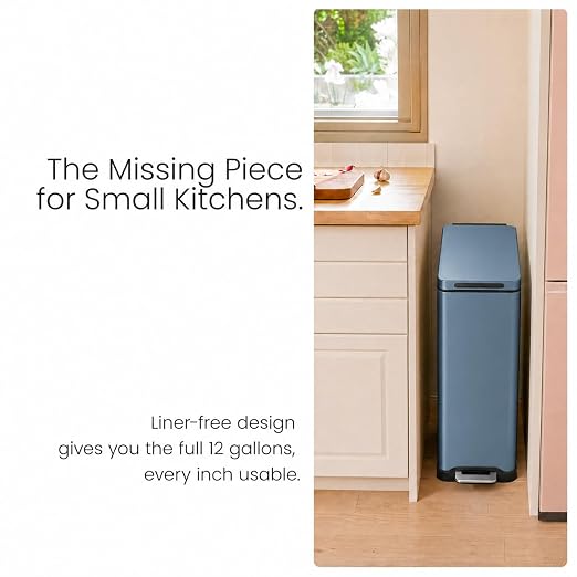 Home Zone Living 12 Gallon Kitchen Trash Can with Slim Fit Design