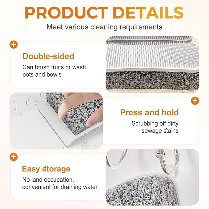 Silicone Dish Scrubber, 3 in 1 Dual Sided Kitchen Silicone Sponge Scrub Brush, Reusable, Fast Dry Dishwasher Safe for Dishes, Pots, Household (White,1Pcs)
