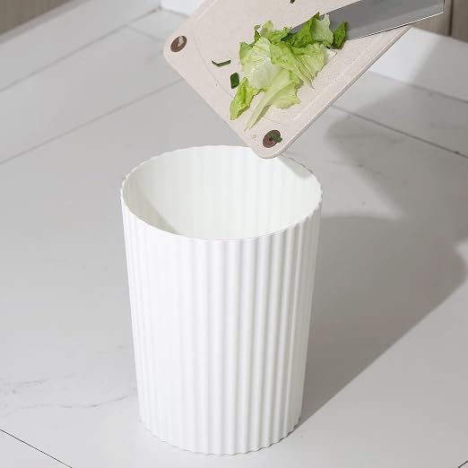 JiatuA Small Trash Can Plastic Wastebasket Round Garbage Container Bin for Bathroom, Kitchen, Bedroom, Home Office, College Dorm, White 4 Pack | Sturdy Stylish Decor Round Garbage Container Bin for Kitchen, Bedroom, Home Office, College Dorm Essentials
