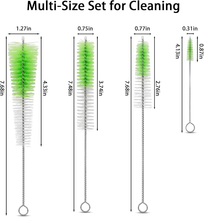 Straw Cleaner Brush Set, 7-Pack Cleaning Brush for Straw | Pipe Cleaners for Sippy Cup, Water Bottle, Tubes and Small Spaces, Works on Metal, Silicone, Plastic and Glass Straws
