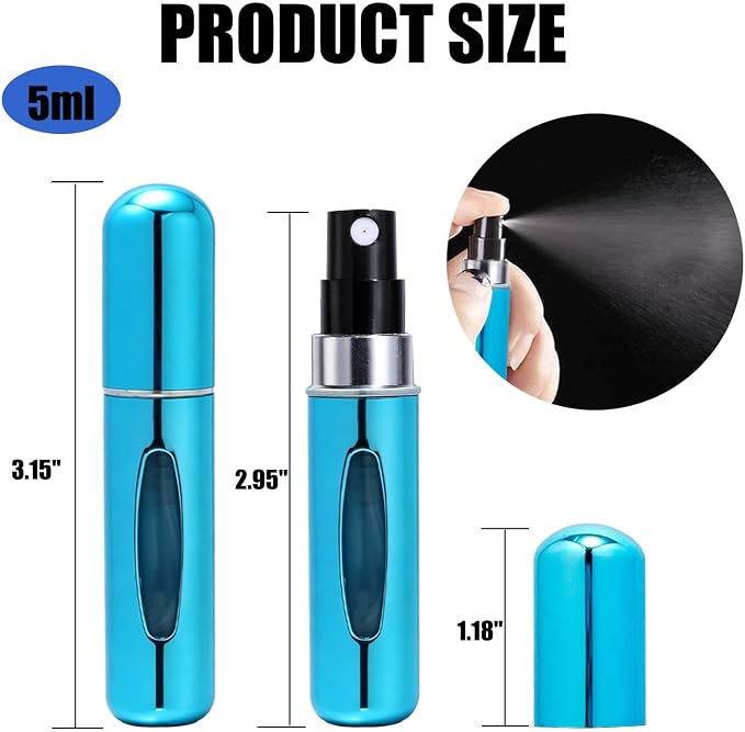 Perfume Travel Refillable Atomizer, Mini Perfume Atomizer Refillables, Scent Pump Case, Small Perfume Spray (10Pcs,5ml)