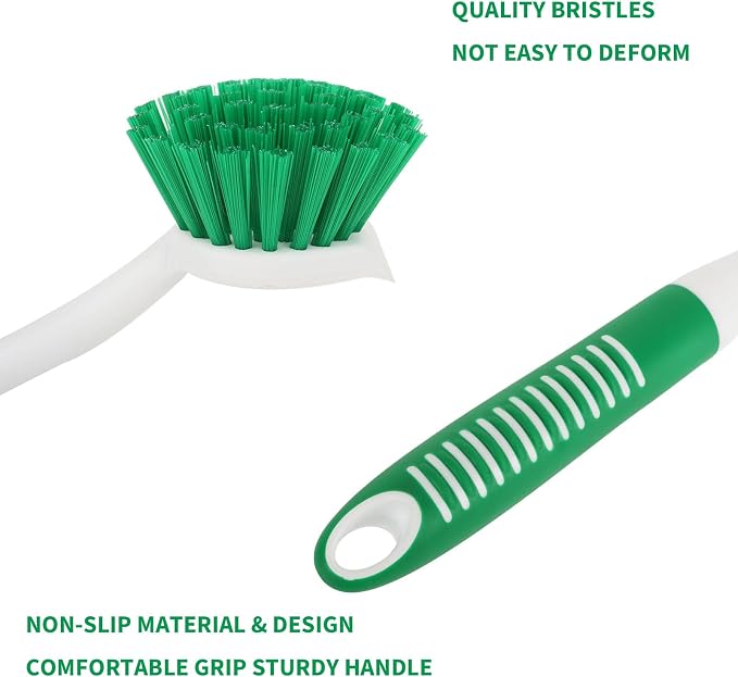 Dish Brush with Handle, 2 Pack Scrub Brushes, Green | Built-in Scraper, For Cleaning Kitchen, Pots, Pans and Sink, Scrubber Washing Tools