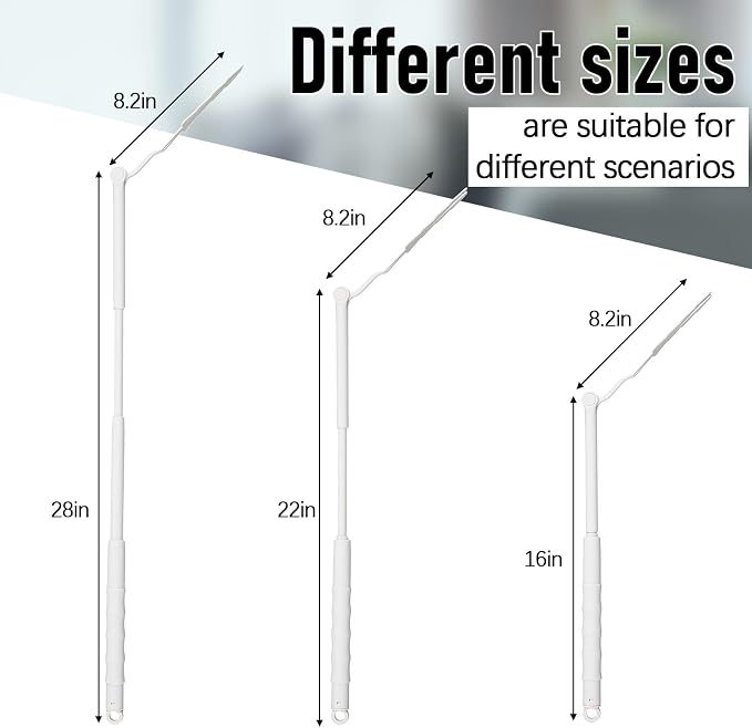 Colingmill 12 Pcs 3 ft Replacement Handles Compatible with Duster Refills | For Ceiling Fans, Blinds, Shelves, Windows, Long Extended Handle Only, White, Foldable, Durable PET, 270° Rotating Head