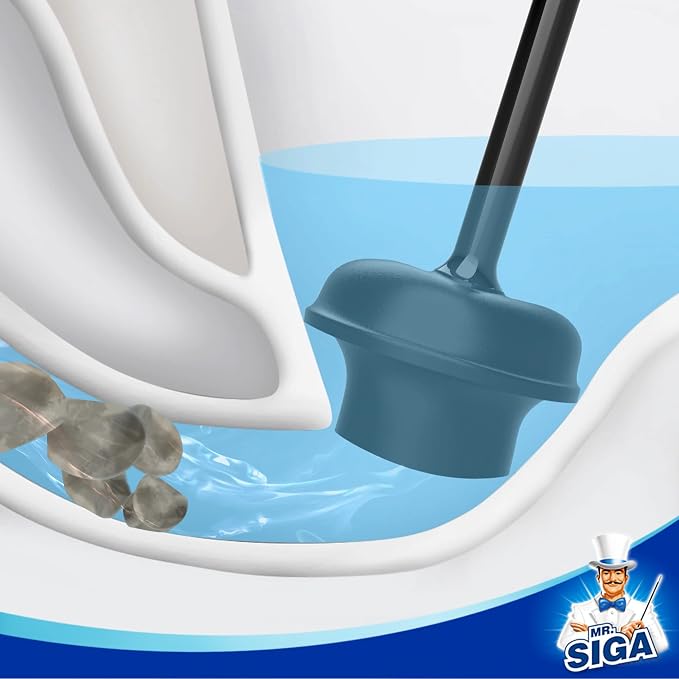 MR.SIGA Toilet Plunger with Holder, Plungers for Bathroom Heavy Duty, Black | Automatic lid design, sturdy long handle, heavy duty toilet plunger and holder set, toilet clog remover